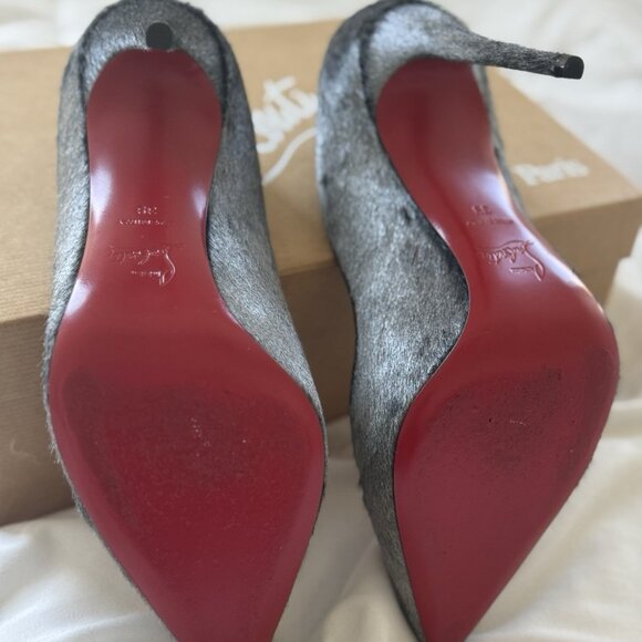 Christian Louboutin Silver Pony Hair Pumps - Picture 4 of 9